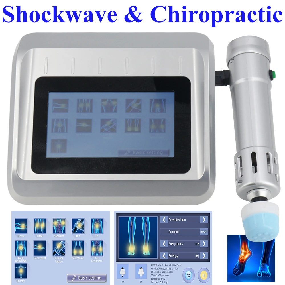

Shockwave Therapy Machine 2 in 1 Shock Wave Physiotherapy Equipment Chiropractic Tool Tennis Sports Injury ED Treatment Massager