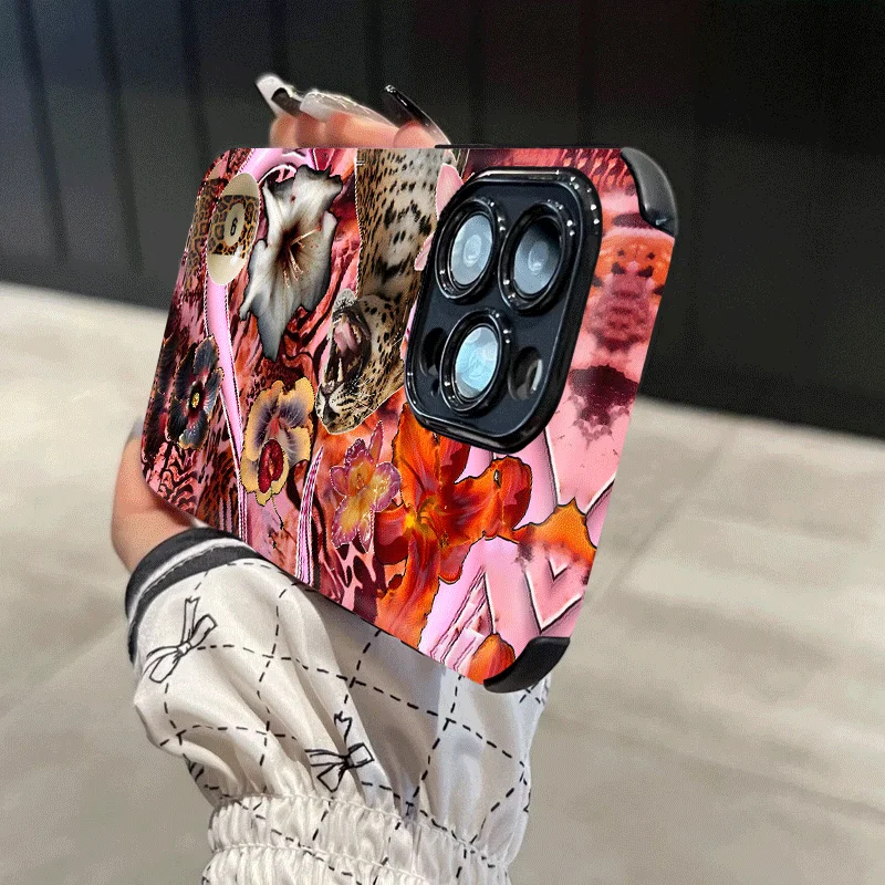 Для iPhone 17 Pro Max чехол розовый Oleander с леопардовым принтом матовый тонкий, совместимый с iPhone 17, 16, 15, 14, 13, 12, 11 (art.: 3920d4a96df79) - 3920d4a96df79