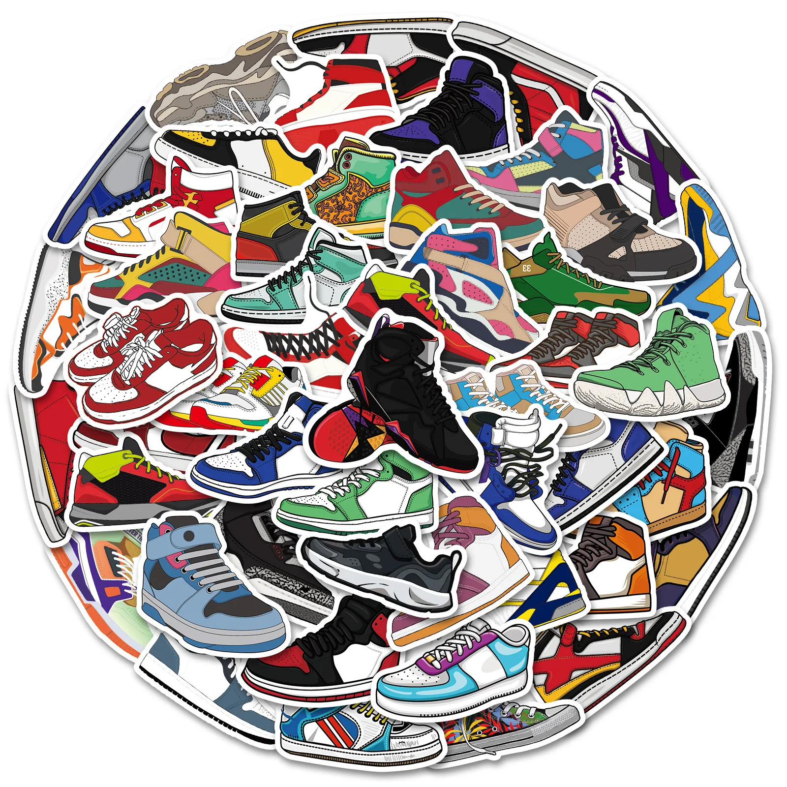 

50PCS Tide Brand Personality Fashion Sneaker Sneakers Trend Graffiti Stickers Skateboard Luggage Notebook Decoration