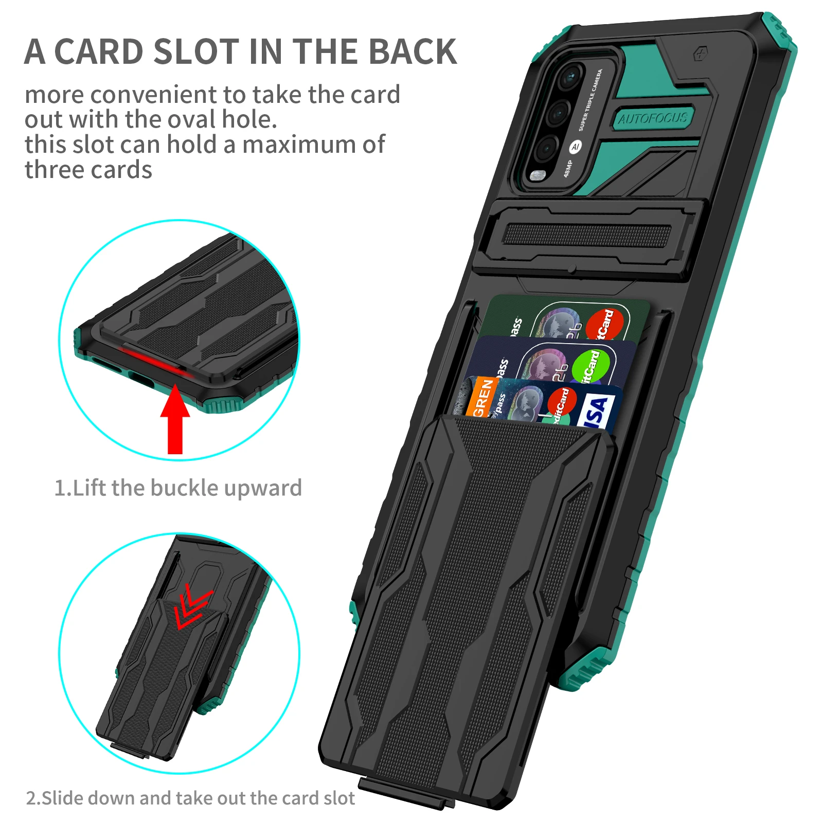 

Redmi 9T For Xiaomi Redmi 10 9 9A 9C 9T Case Stand Holder Shockproof Armor Bumper Silicone Cover for Mi 11T Pro Card Slot Case