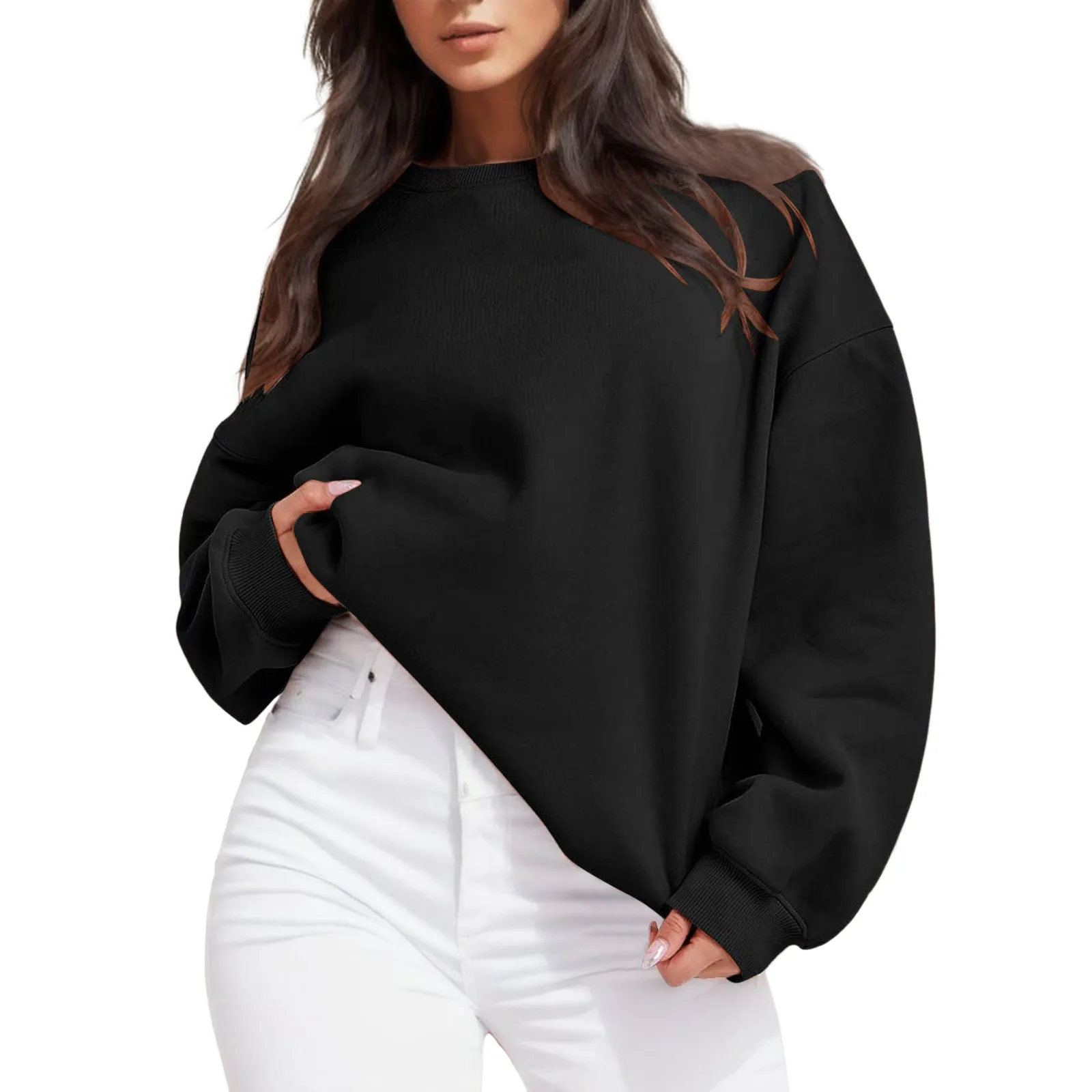 

Hoodie Women Warm Oversized Sweatshirt For Women Fleece Long Sleeve Crewneck Casual Pullover Top Fall 2023 Trendy Petite Fleece