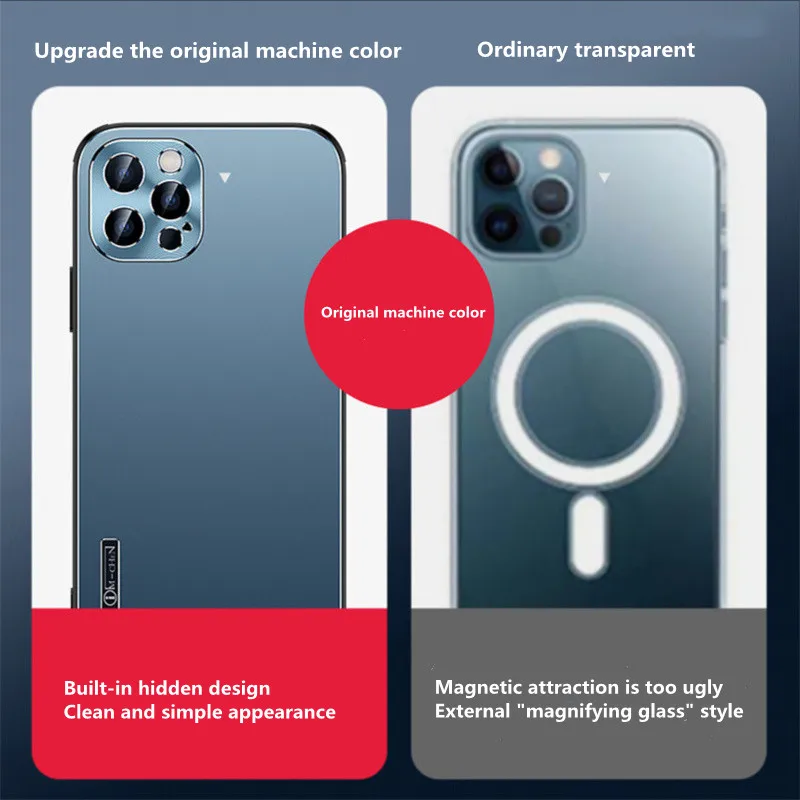 Чехол Magsafing для Iphone 12 чехол с беспроводной зарядкой Магнитный Pro Max металлический +