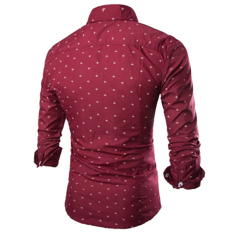 NEW 2022 Spring Autumn Brand Clothing Camisa Masculina Joker Men Leisure Dress Shirt Anchor Printing Long Sleeve Shirts M-3XL