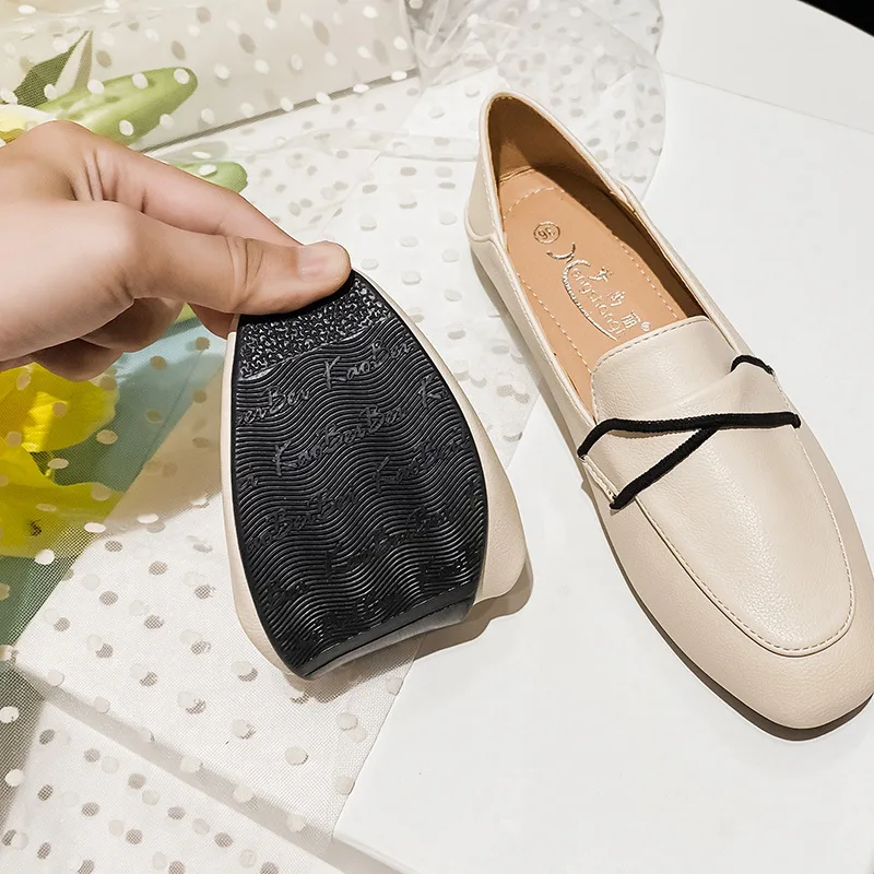 2023new Women's Summer Shoes Flat Loafers for Women Soft Comfortable Square Toe Leather Office Business Ladies Shoes Drive Shoes