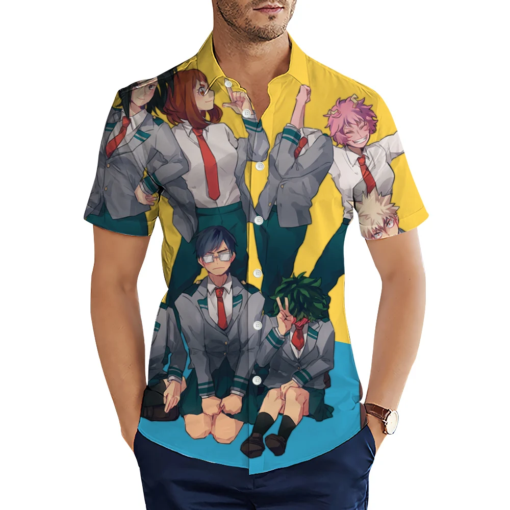 

CLOOCL Funny Anime Shirt My Hero Academia 3D Printed Casual Shirts Summer Short Sleeve Tops Men Clothing Camisas Dropshipping