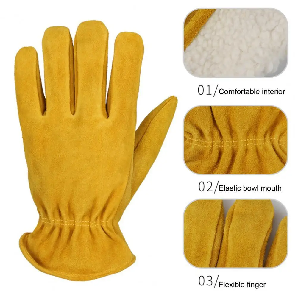 

Autumn 1 Pair Terrific Comfortable Pure Color Winter Mittens Faux Leather Insulated Gloves Thermal for Camping