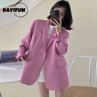 dayifun women pure color blazers casual notched collar long sleeve loose suit jackets 2022 spring autumn new fashion tide blazer