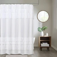 lace polyester waterproof plain color splicing bathroom partition shower curtain