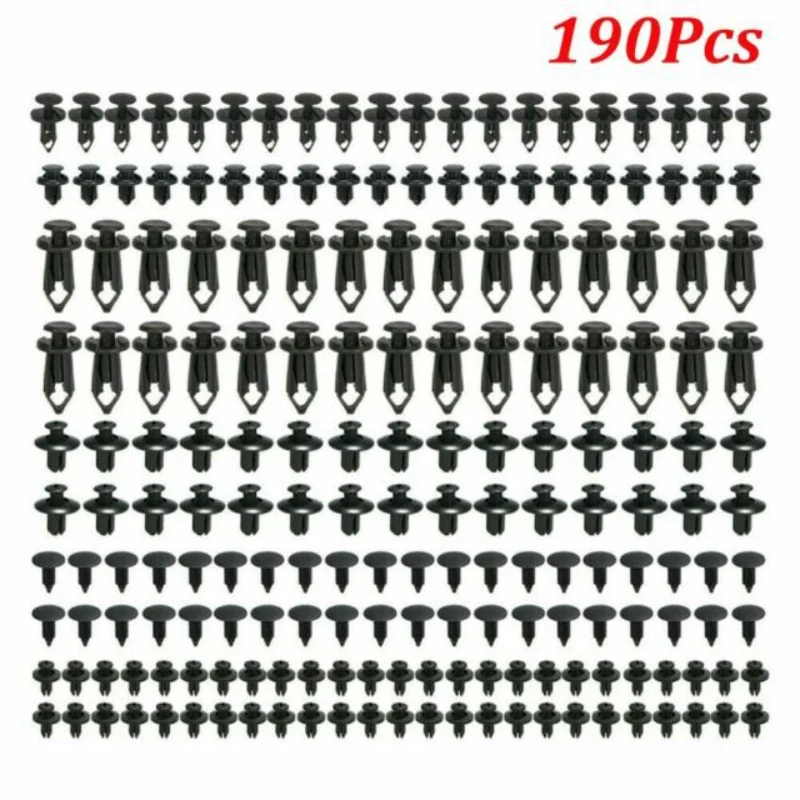 

190pcs Car Retainer Clips 6 Size Plastic Fasteners Kit Auto Trim Panel Clip Mixed Car Body Bumper Rivet Set Replacement push pin