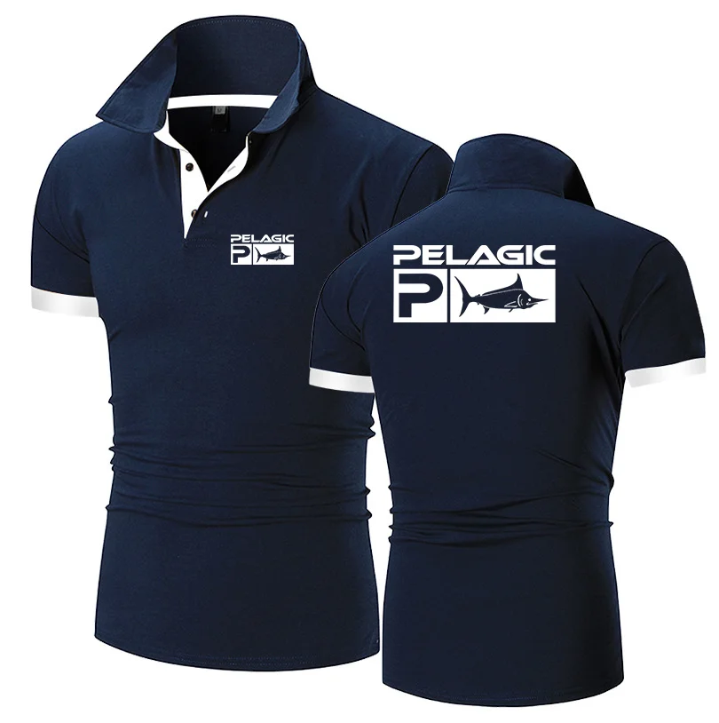 

2022 Camisa de polo masculina de algodão, camisa casual de mangas curtas respirável para PELAGIC camisa de tênis de golf