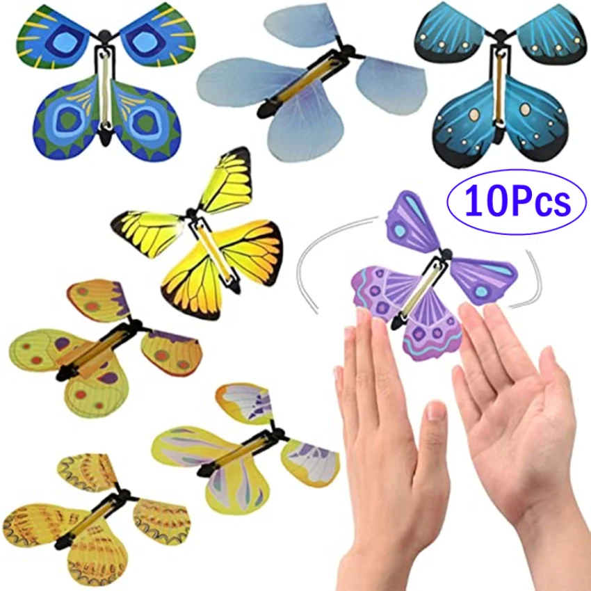 Magic Wind Up Flying Butterfly in the Book Rubber Band Powered Magic Fairy Flying Toy Great Surprise Gift Party Favor