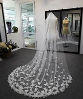 bridal veil long wedding veil 3d flowers floral lace white luxurious petals veil for bride with comb velos de novia cathedral