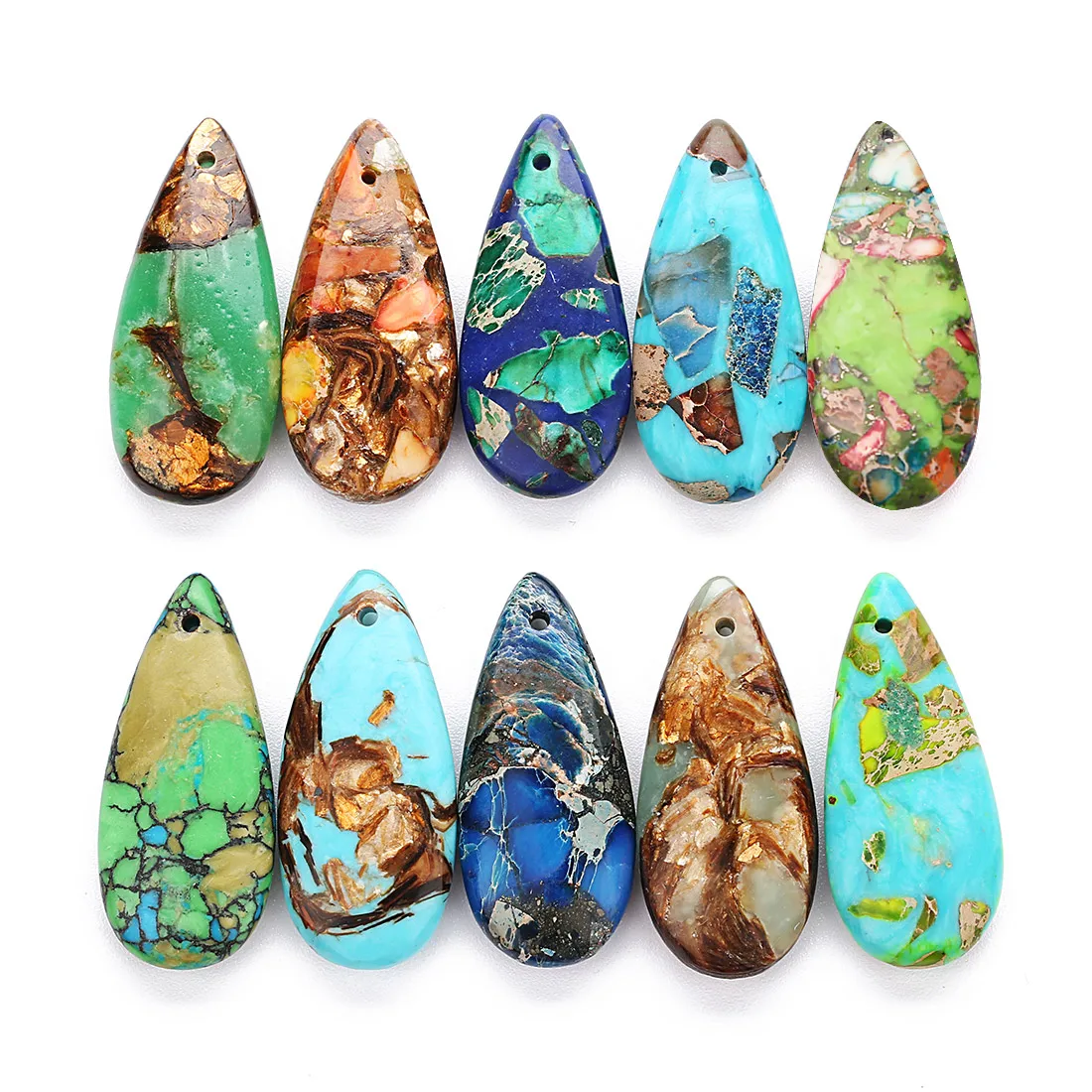 

1Set/Lot Drop Shaped Stone Charms Hole 1.5mm Imperial Emperor Stones Women Earring Pendant Accessories For Diy Jewelry Finding