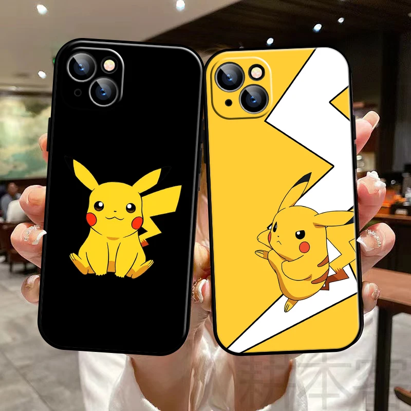 

Cartoon Pokémon Phone Case For Funda iPhone 13 11 Pro Max 12 Mini X XR XS Max 6 6s 7 8 Plus SE 2020 Silicone Cover Coque Black