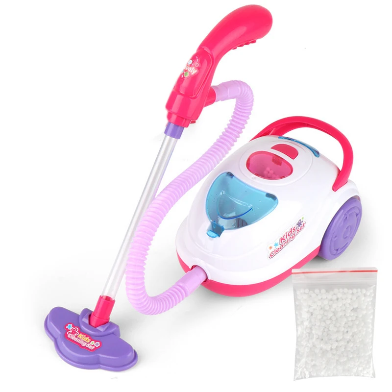 

Pretend Play Toy Vacuum Cleaner Toy for Kids Housekeeping Cleaning Trolley Play Set Mini Clean Up Cart 2