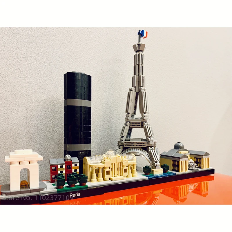 

Paris Architecture Skyline 21044 Model Building Kit Compatible Eiffel Tower City Brick Model DIY Kids Puzzle Toys Gift