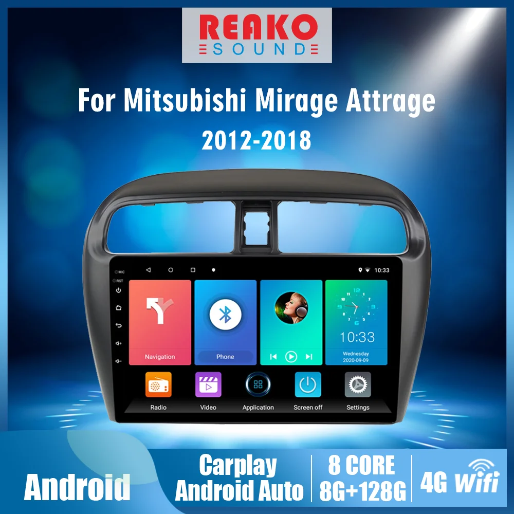 

9 дюймов 2Din 4G CARPLAY Android для Mitsubishi Mirage 2012-2018 CarRadio навигация GPS автомобильный мультимедийный плеер головное устройство с рамкой