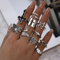 1012 pcsset fashion simple personality multi style mixed rings set menwomen adjustable finger buckle jewelry accessories