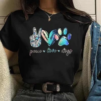 peace love dogs printed women t shirt fashion vintage graphic printing tshirt funny t shirt harajuku summer tee shirt femme tops