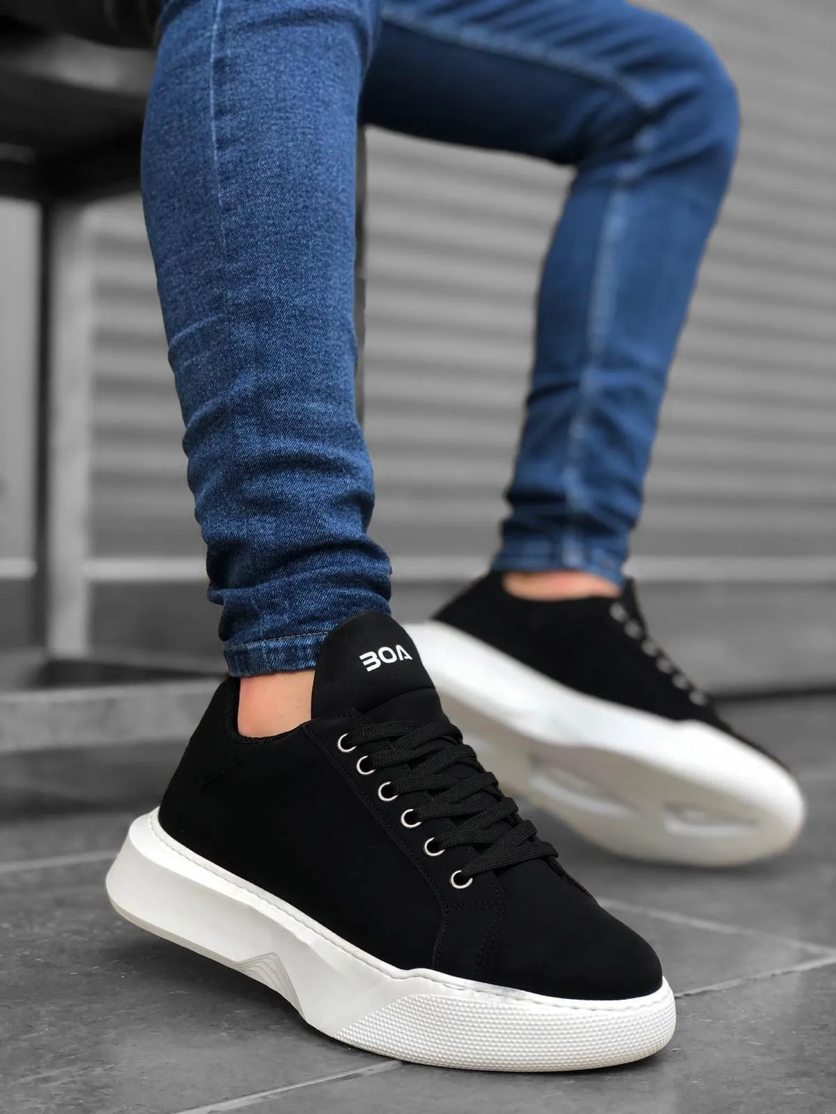 

BOA Causal Sports Men 'S Shoes Black Casual White High Outsole Lace-Up New Generation Original Design Brand Young Trend TarzBA0161