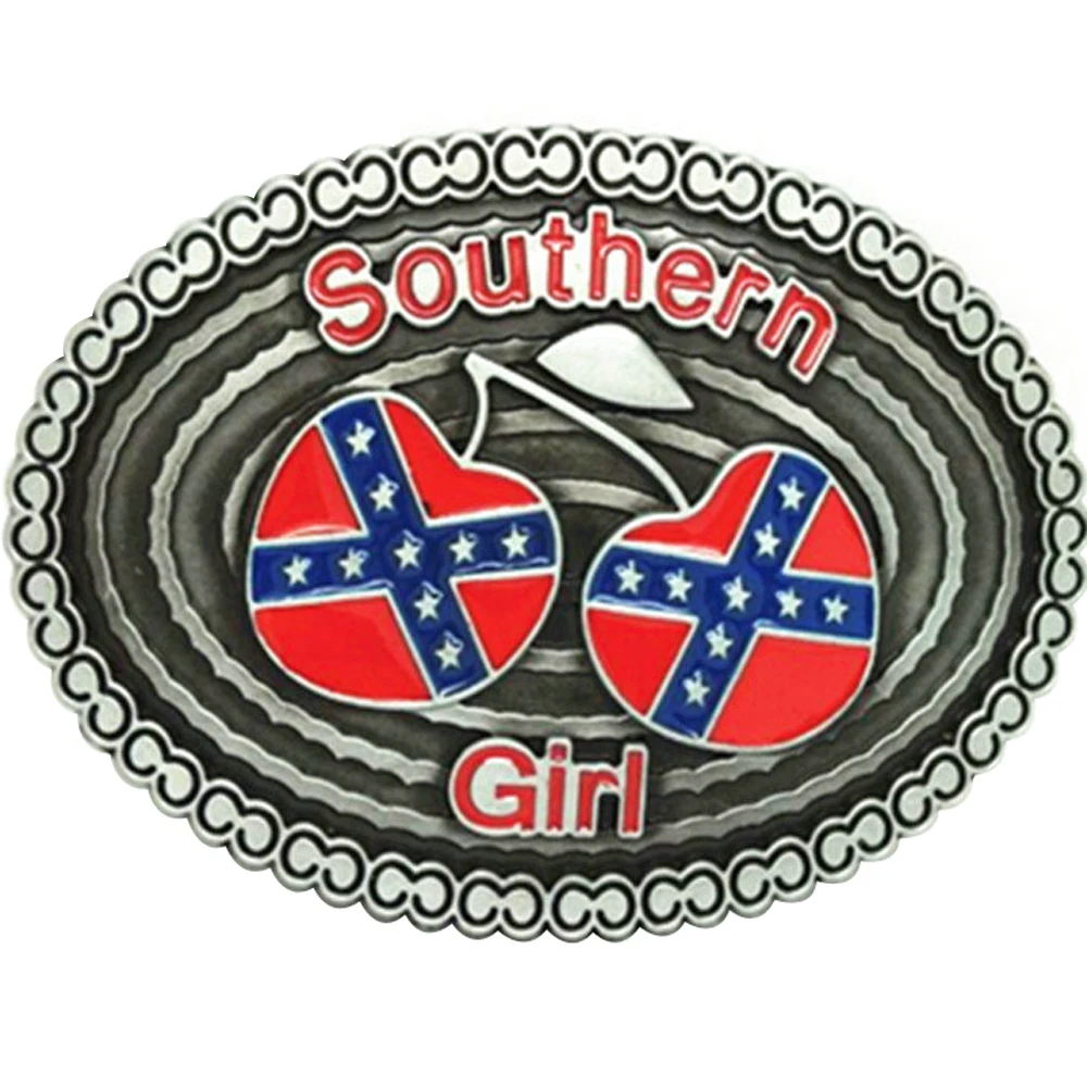 

T-DISOM Oval Western Cowboys Southern Girl American Cherry Chain Edge Belt Buckles for Men 40mm Dropshipping