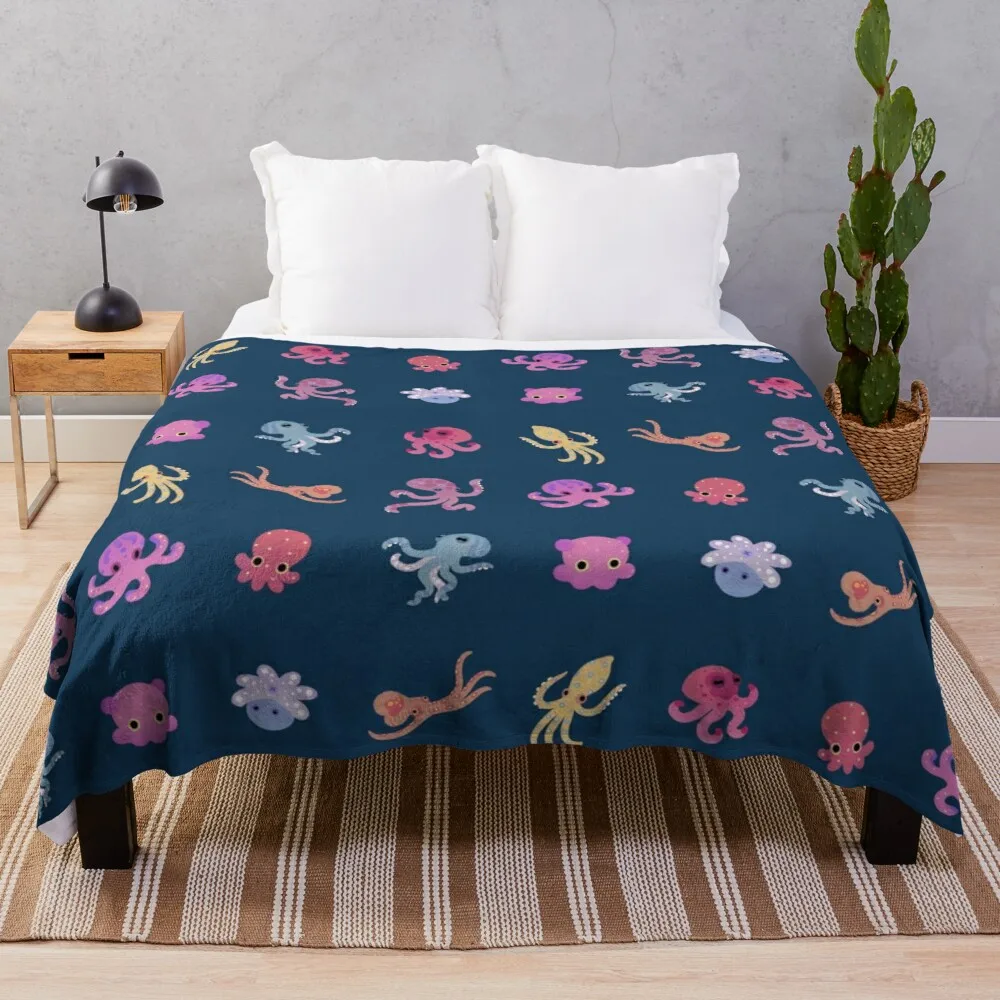 

Octopus - dark Throw Blanket Vintage Blanket Blanket Fluffy