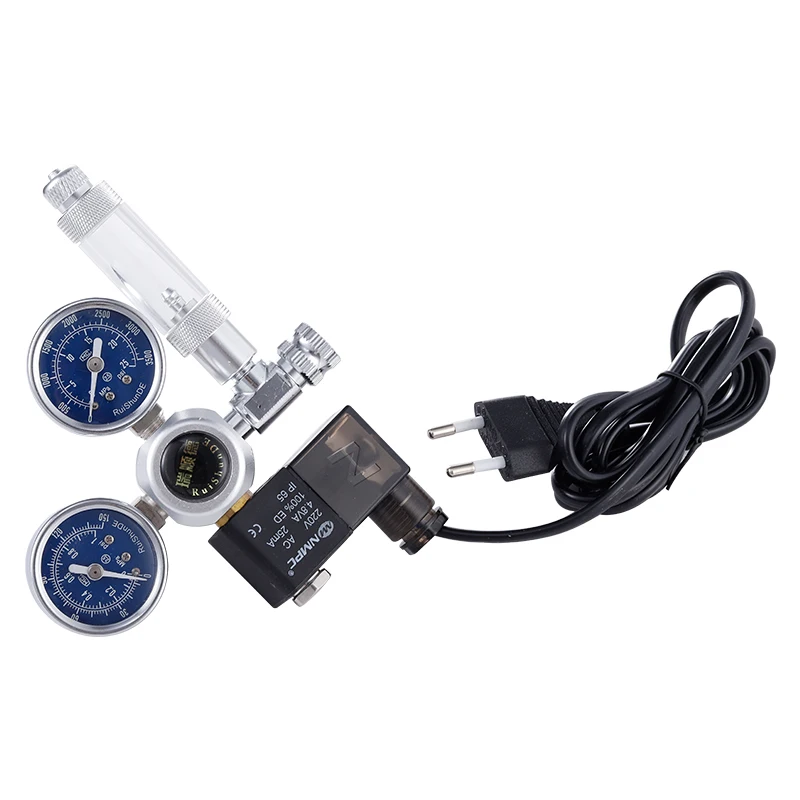 Аквариум CO2 регулятор Соленоидный клапан комплект счетчик пузырей аквариум DIY