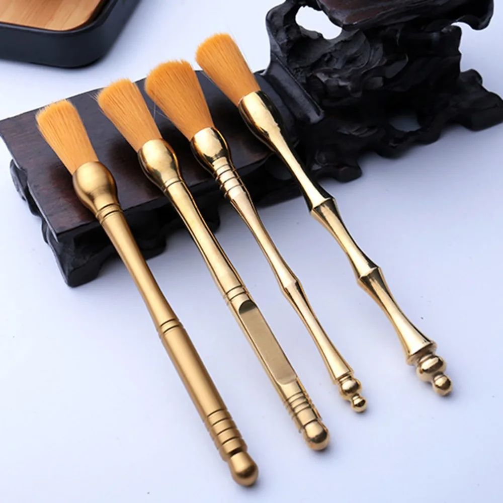 

High Quality Multiple Sizes 100% Copper Tea Pen Wood Tea Bush Tea Sweep Coffee Grinder Machine Cleaning Brush Thee Borstel