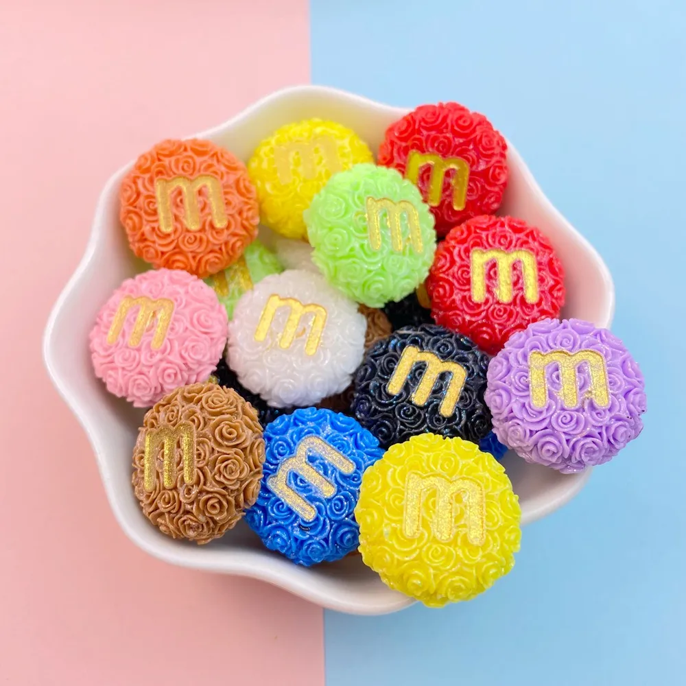 10 шт. новые милые резиновые цветные круглые буквы серии M с плоской задней частью