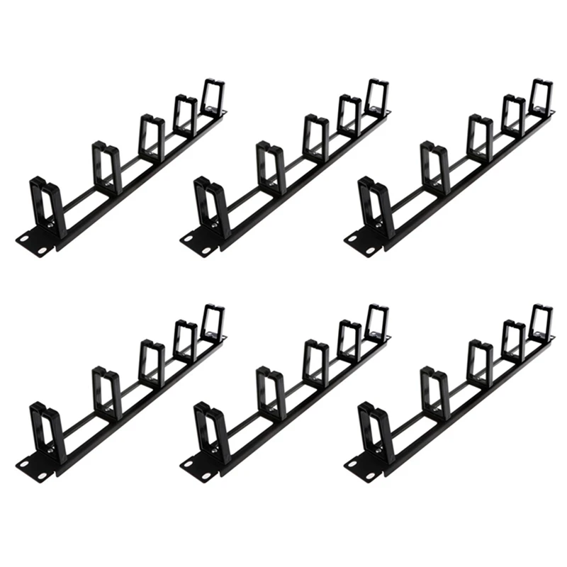 

HOT-6X 19 Inch 1U Rack Cabinets Cable Management Network Organizer Hollow Metal Base Five Ring Detachable Wire Manager Frame