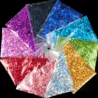 10g laser silver nail glitter flakes irregular sequins holographic 3d black sparkly paillette for manicure nail art decorations