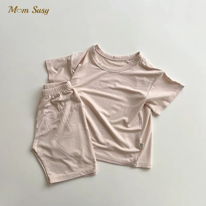 

Комплект хлопковой одежды для маленьких мальчиков и девочек, футболка + шорты, комплект из 2 предметов, летняя домашняя одежда для малышей, детская одежда для сна, одежда для малышей, От 1 до 5 лет