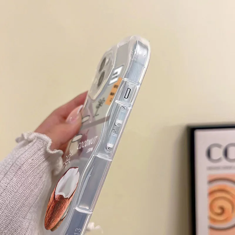 Чехол для Iphone 11 с кокосовым покрытием прозрачный чехол 14 13 12 Pro Max X XR XS 7 8 Plus SE 2 3 romax