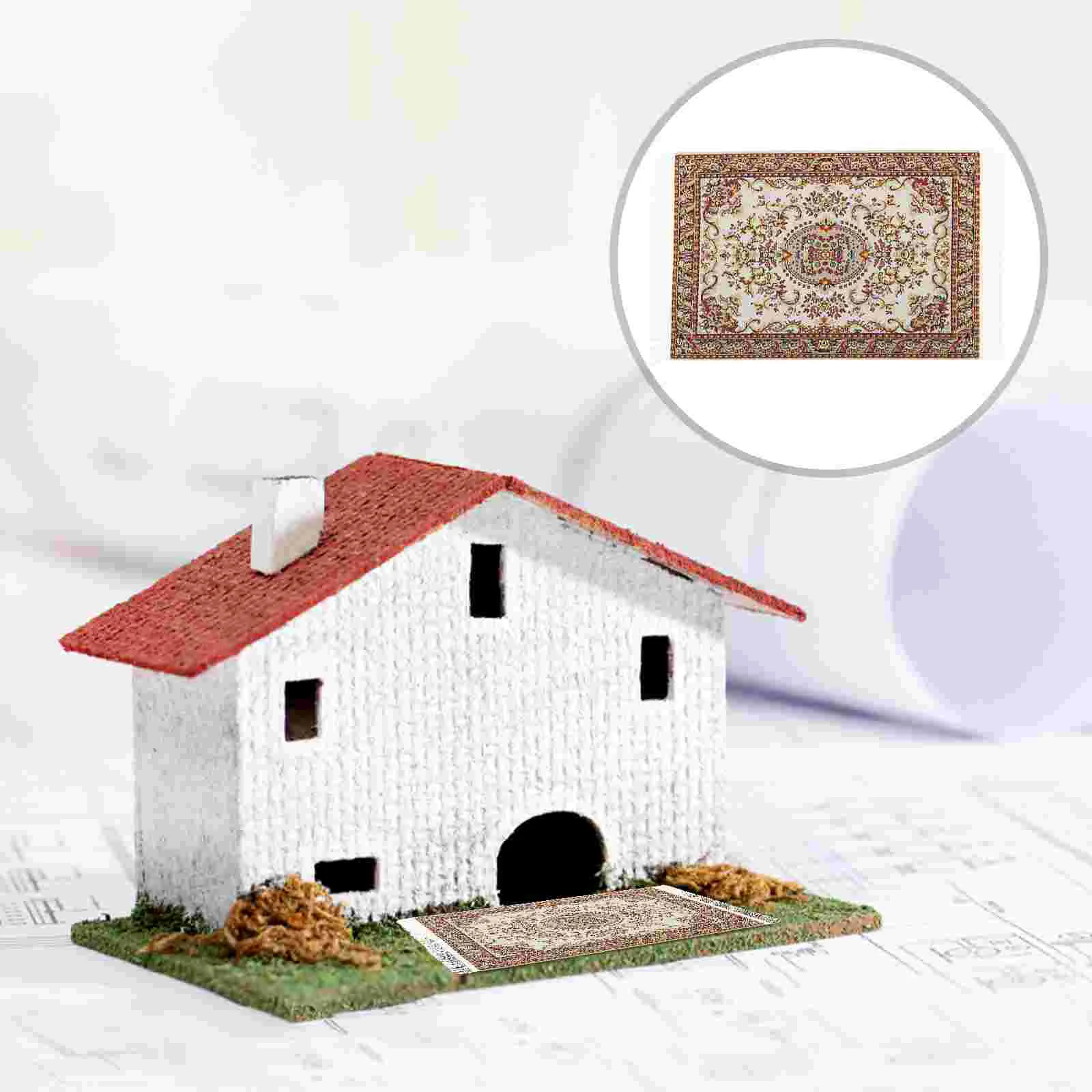

Mini Rug Photo Prop Floor Trim Creative Carpet Woven Rugs Ornament House Decorative Room furniture