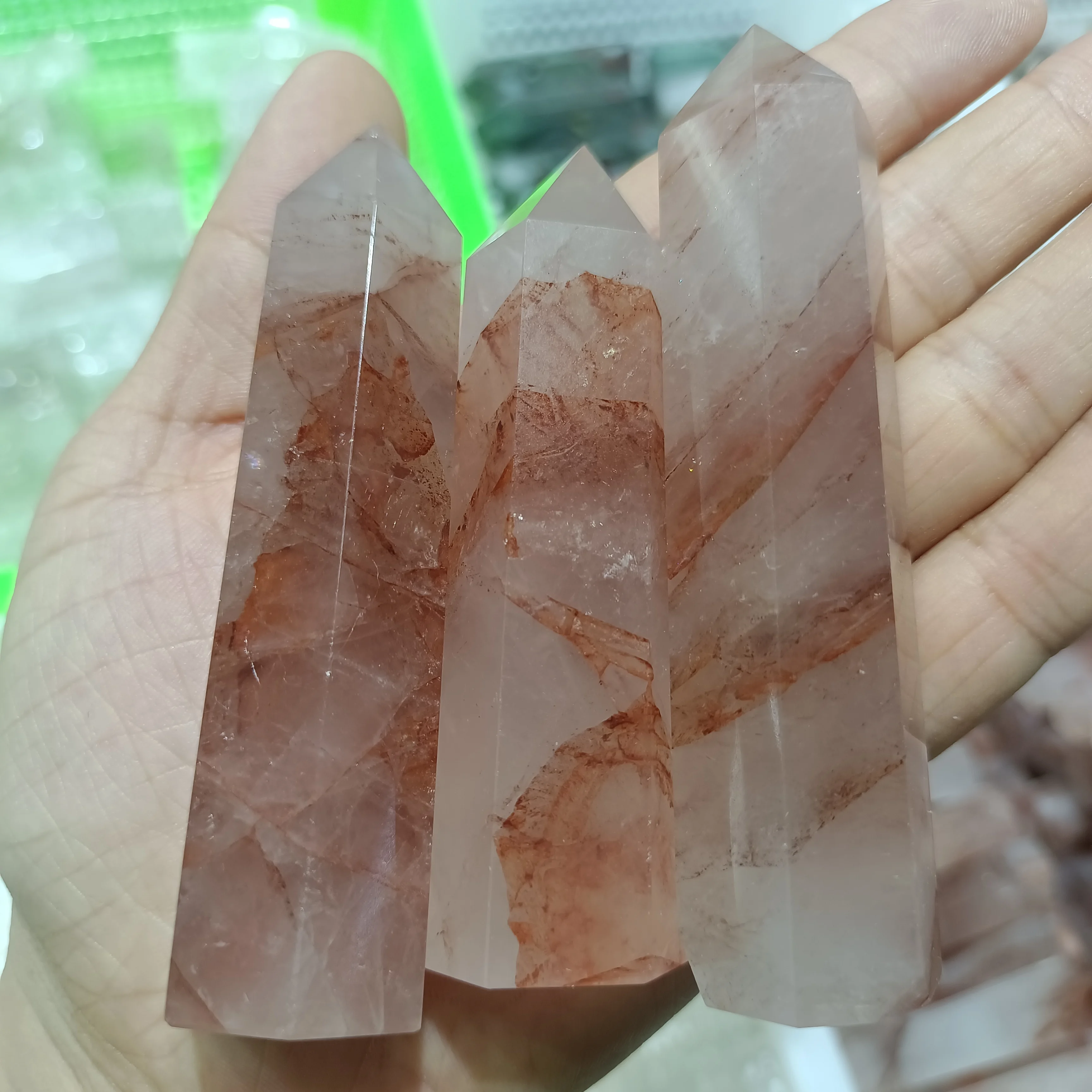 

Natural Red Glue Flower Stone Little Column Crystal Energy Ore Home Office Decoration Mineral Reiki Healing Ornaments 70-90mm