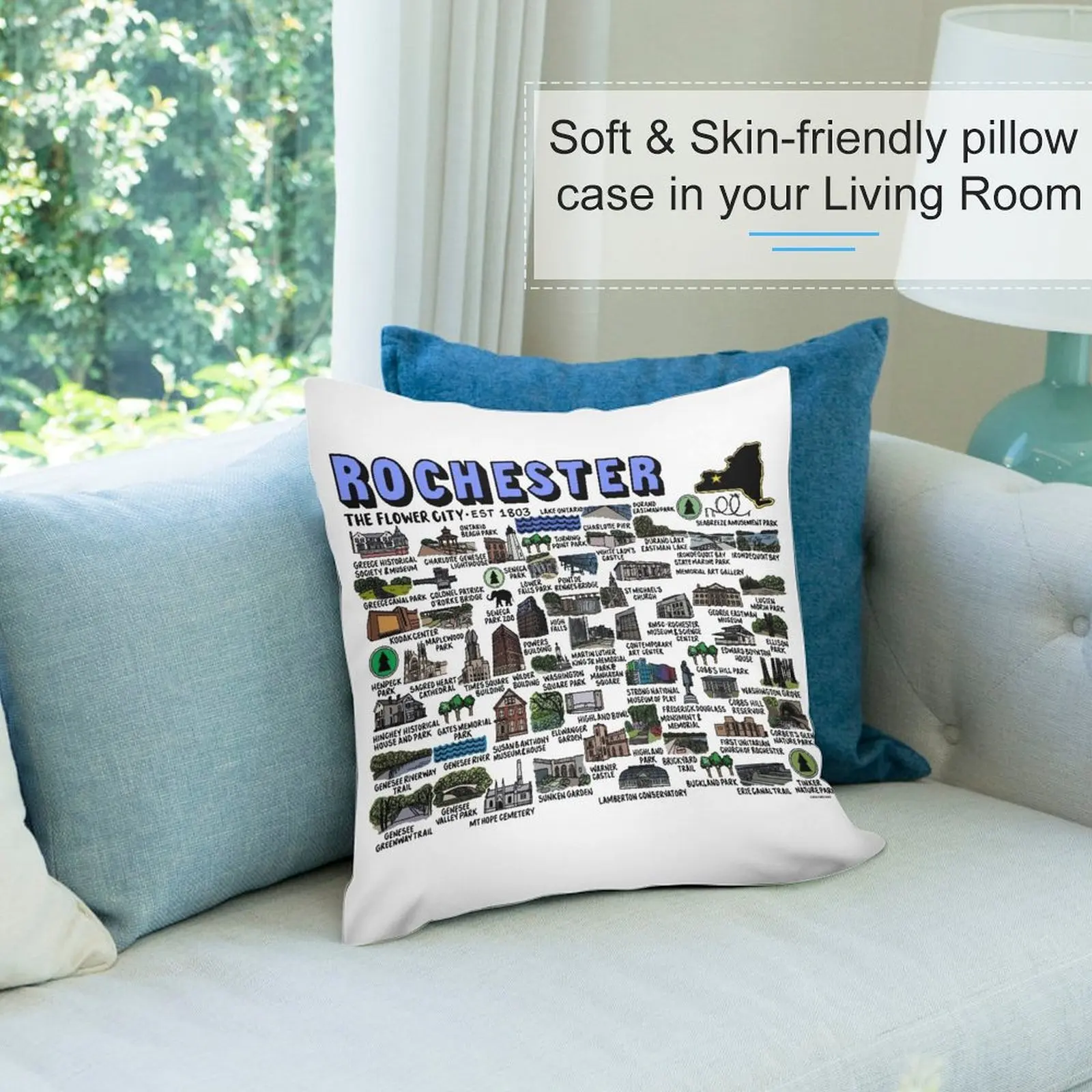 Подушка для дивана с изображением карты Нью-Йорка