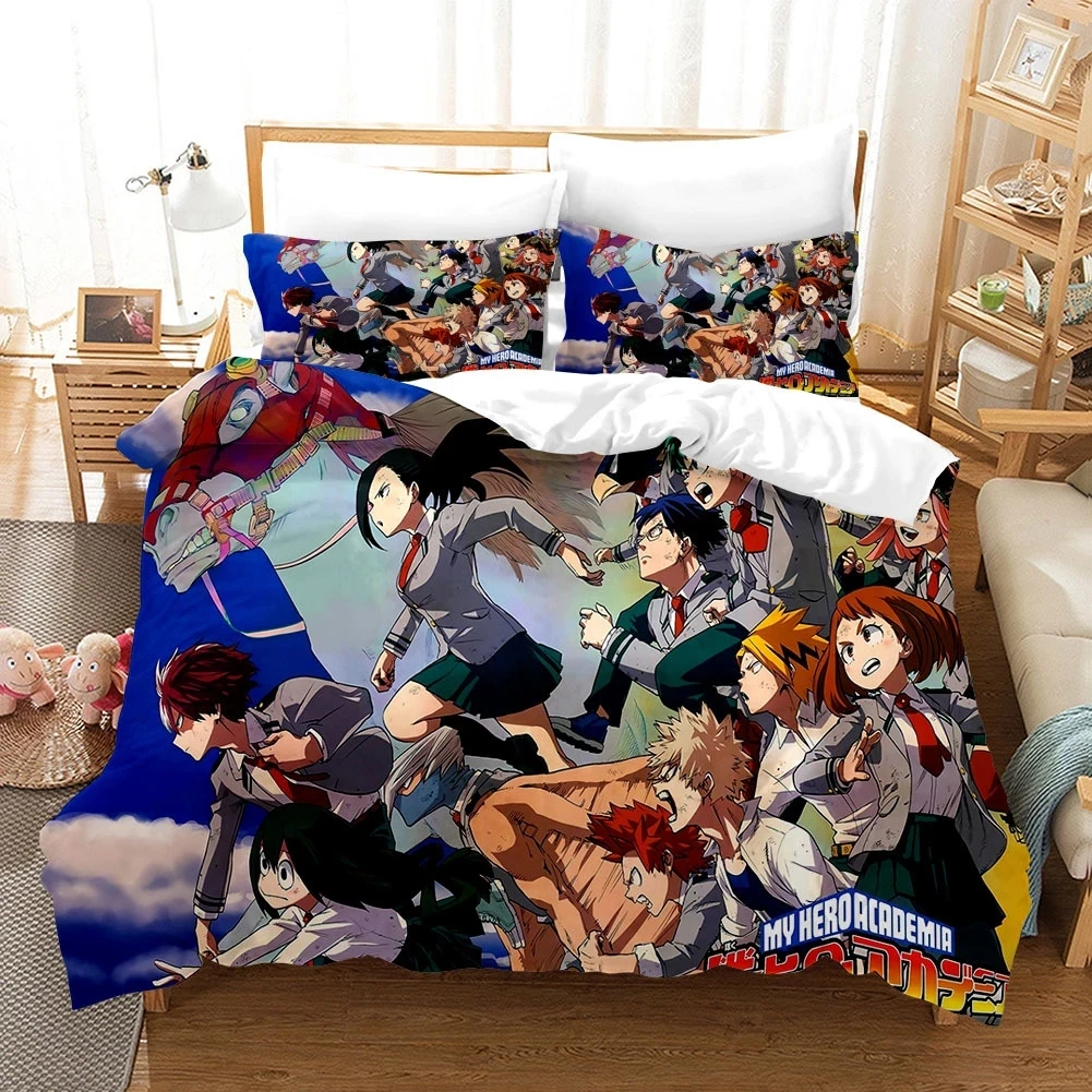 

Anime My Anime Hero Academia Cosplay 3D Printed Bedding Set Duvet Cover Pillowcase Freedom Wings Bedclothes For Kids Adult Any S