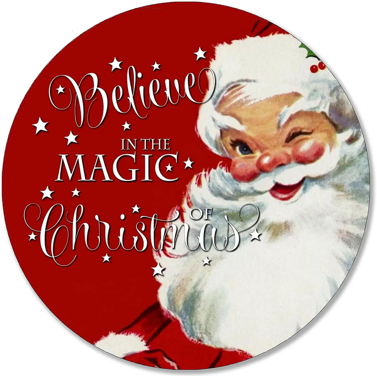 Металлическая круглая жестяная вывеска YYN — Рождество Уверите в магии Настенная