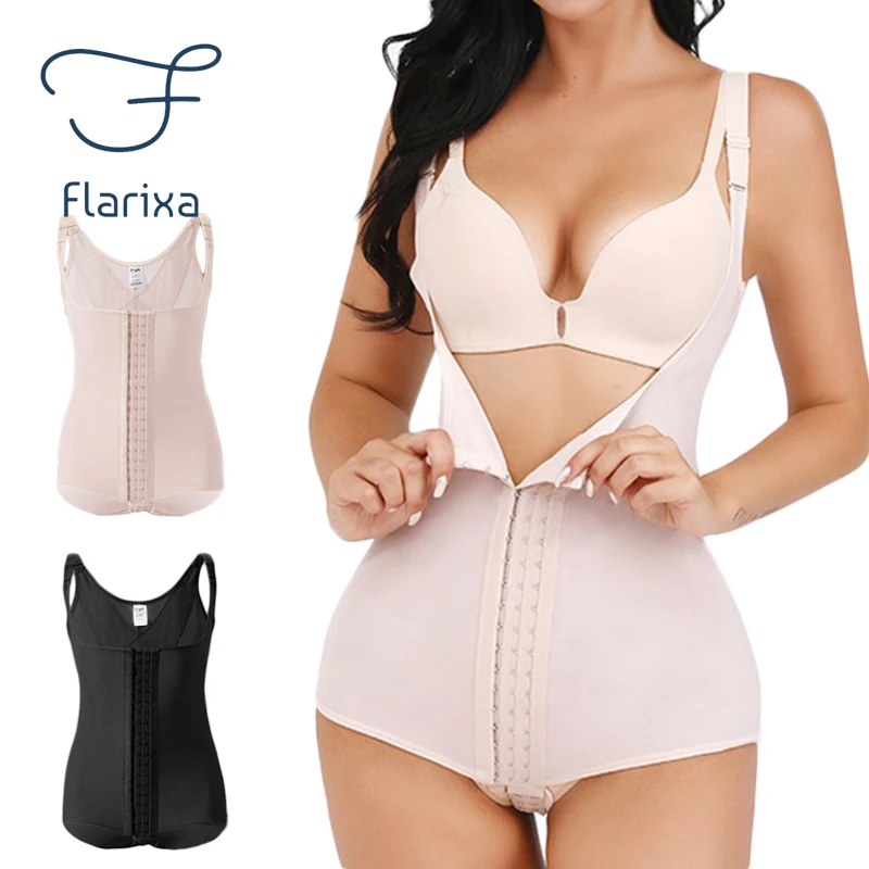

Flarixa Solid Shaping Vest Bodysuit Tummy Control Butt Lifting Open Bust Body Shaper Women Shapewear Belly Slimming Underwear