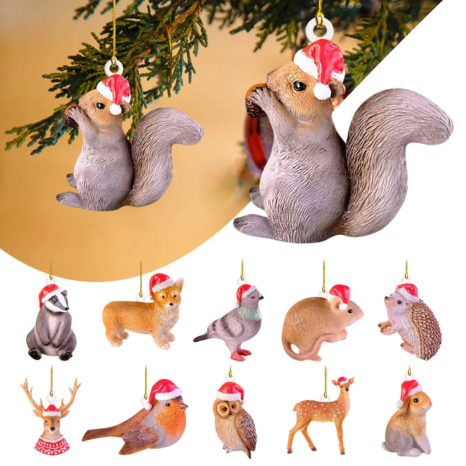 

Christmas Acrylic Animal Pendant Christmas Tree Ornament Xmas Tree Hanging Decorations Home 2023 New Year Navidad Noel Natal Toy