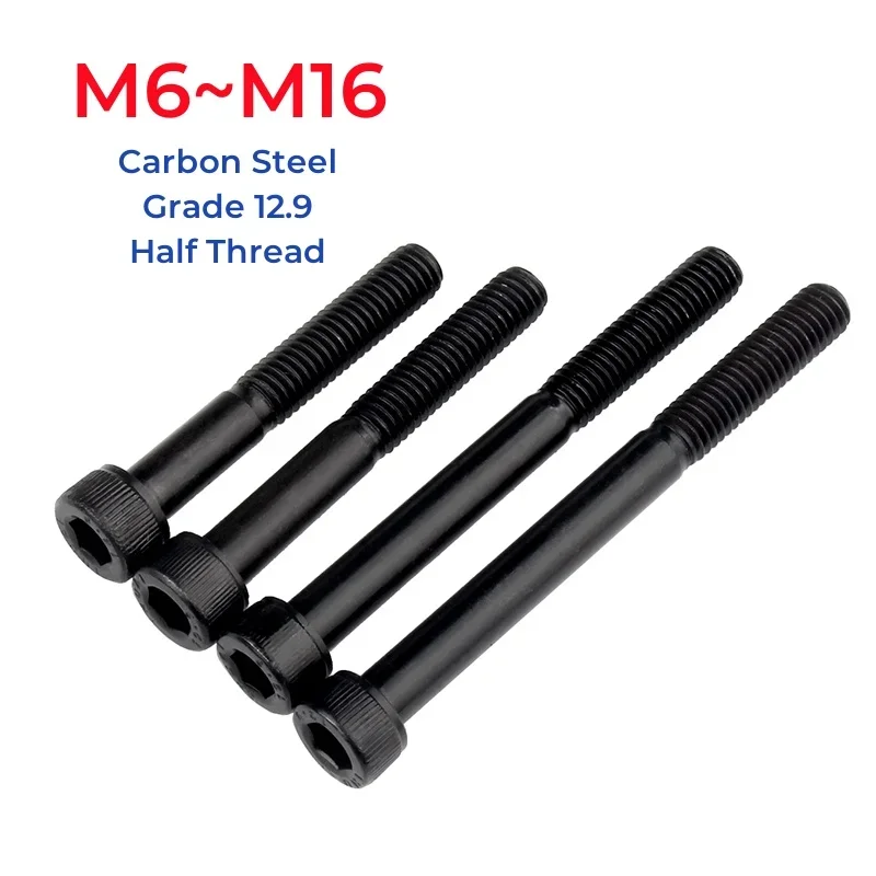 

M6 M8 M10 M12 M14 M16 Класс 12,9 Высокопрочный винт из углеродистой стали с полурезьбой и шестигранной головкой с шестигранной головкой