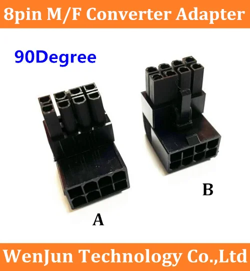 4p CPU 8PIN 6pin PCI-E 8pin Male to Female 90 Degree Angled Connector for PC Desktops Graphics Card 8Pin Power Port  plug socket
