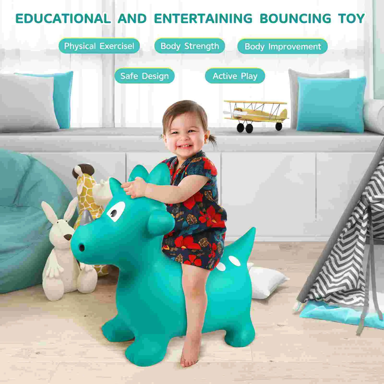 

Bouncing Ball Bouncy Dinosaur Toy Jumping Kids Toys Bounce Inflatable Pvc Hopper Child Stretchy