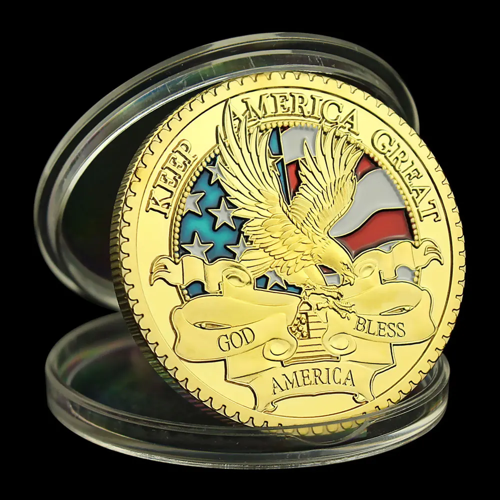 Президент США Дональд Трамп Коллекционная позолоченная монета сохраняет