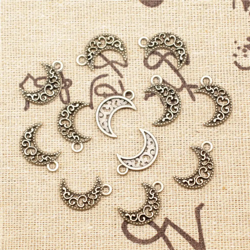 

Moon Charms Pendant Necklac Children Diy 11X18mm Antique Bronze Color 30 Pieces
