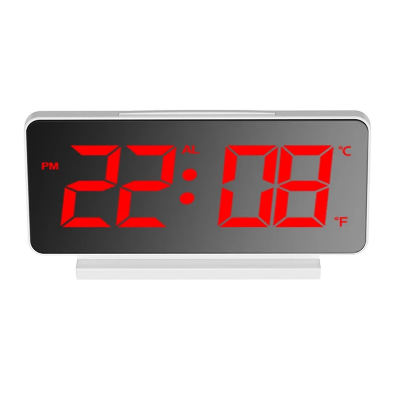 Large Number Bold Digit Snooze Adjustable Volume Easy Operation For Bedroom Desk Red