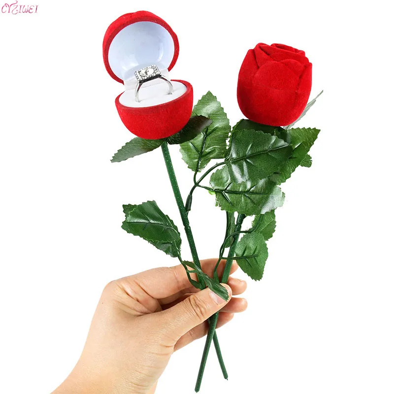 

1pc New 3D Red Rose Jewelry Box Wedding Ring Gift Case Earrings Storage Display Holder Gift Boxes For Wedding Valentine's Day