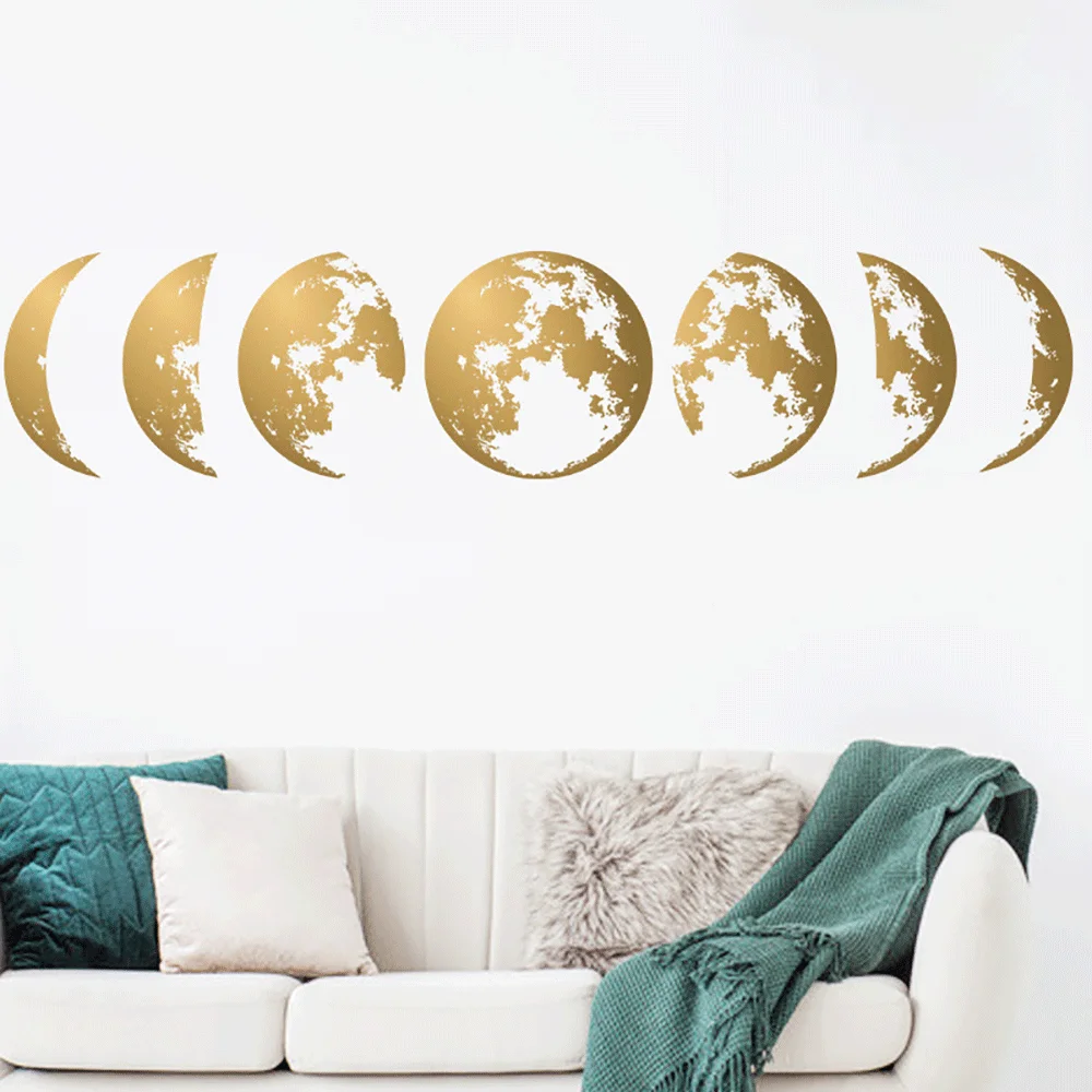 

Wall Stickers Home Decor Personality Minimalist Solid Color Moon Phase 29*58CM Children's Room Bedroom Bedside Sticker