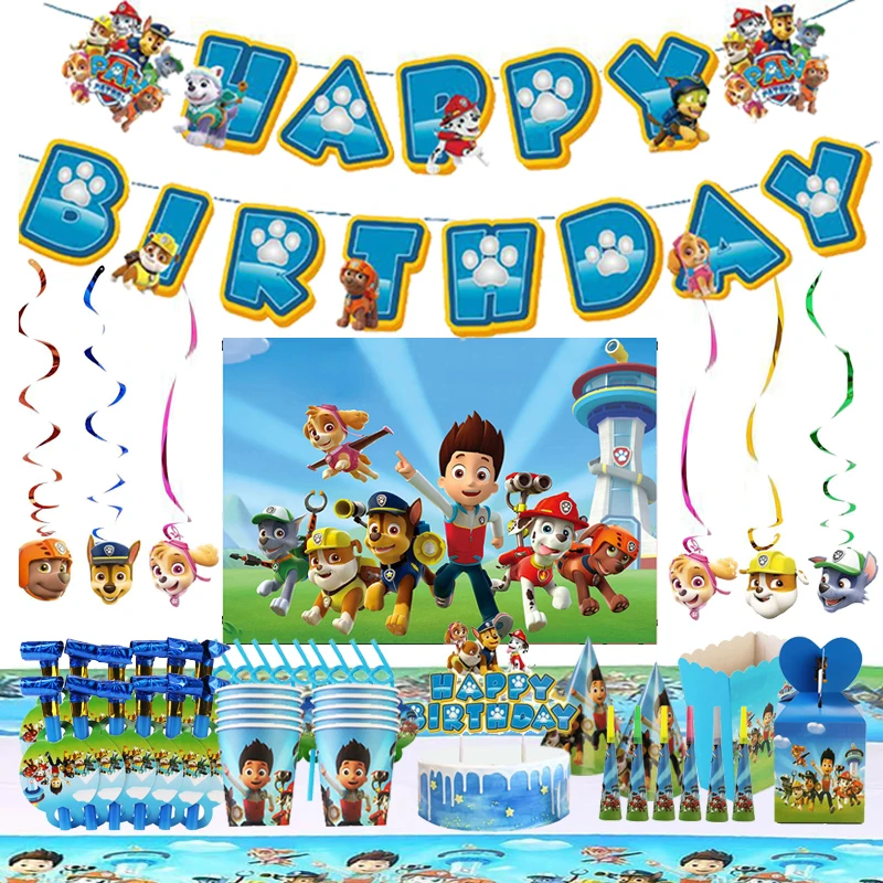 Украшение Щенячий патруль на день рождения фон для дня баннер бумажные салфетки