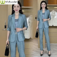2022 new womens suit spring and summer korean high end professional dress temperament goddess three piece suit